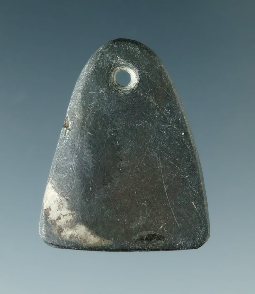 Miniature 1 3/16" Ft. Ancient Pendant made from black Slate, found in Central Ohio.