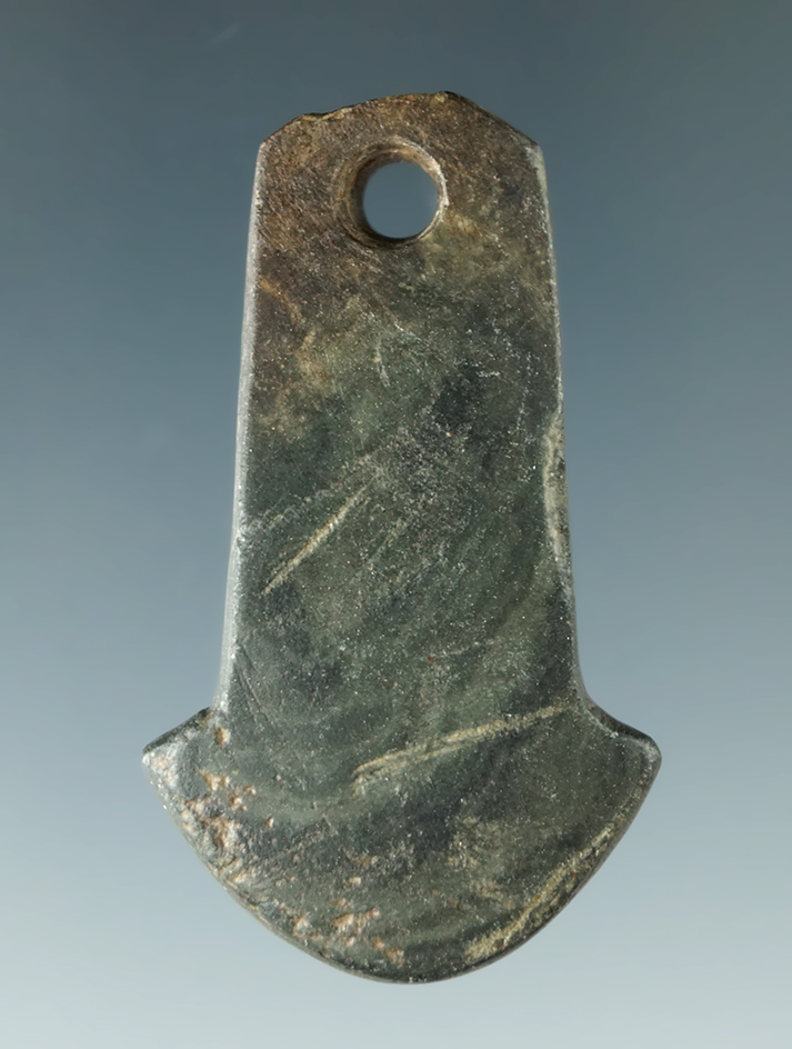 Miniature 1 15/16" Adena Anchor Pendant made from green, black and brown Mottled Slate. Pictured!