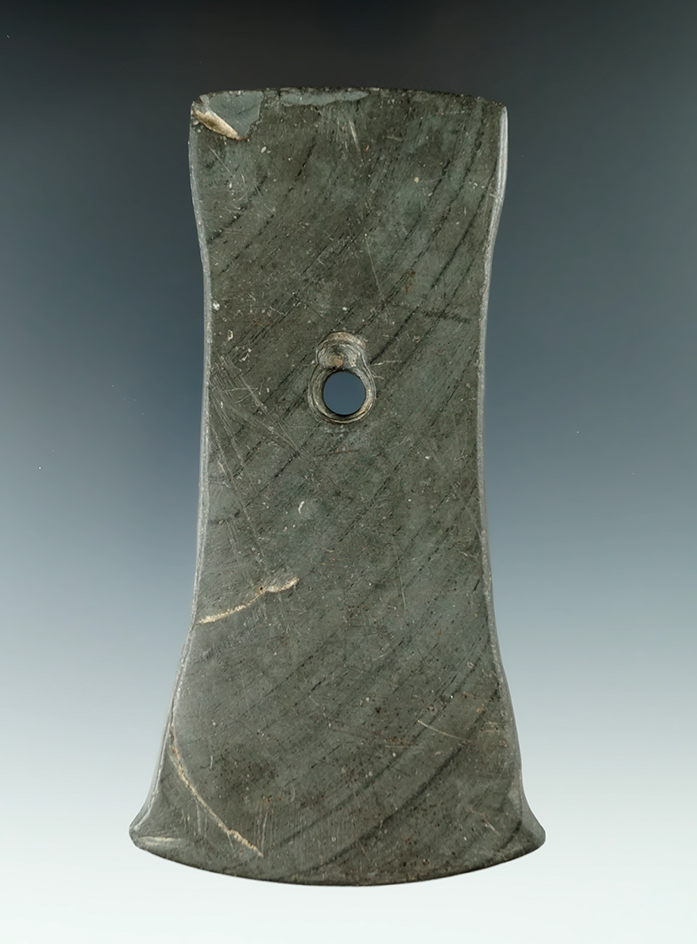 4 5/8" Adena Stylized Bell Pendant found in Medina Co., Ohio. Pictured in Who’s Who #8, pages 169 &
