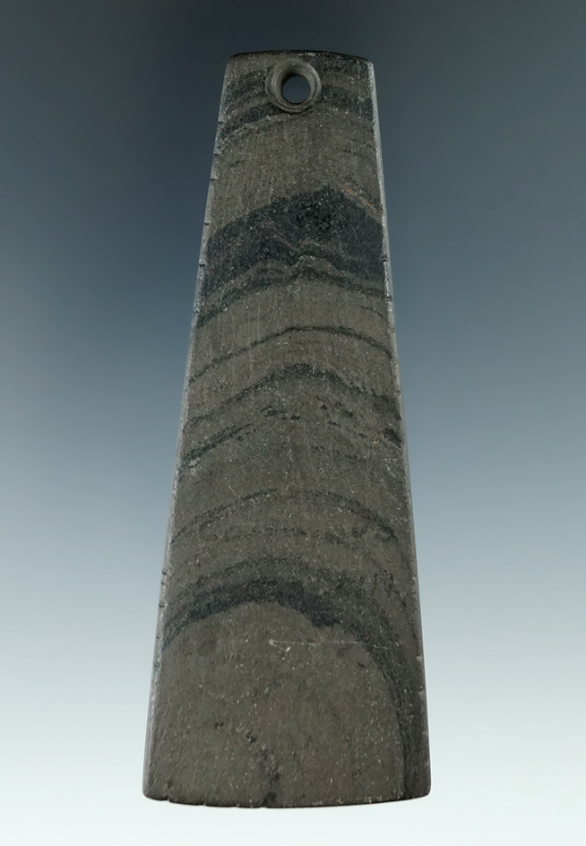 3 15/16" Hopewell Trapezoidal Pendant with tallies, found in Franklin Co., Ohio. Ex. Kenny McNeal, J