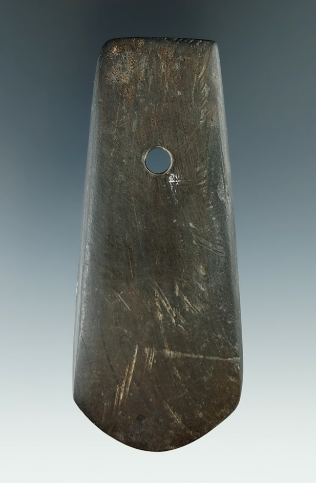 3 7/8" Adena Pendant made from brown and black Slate.  Ex. Harold Benroth.