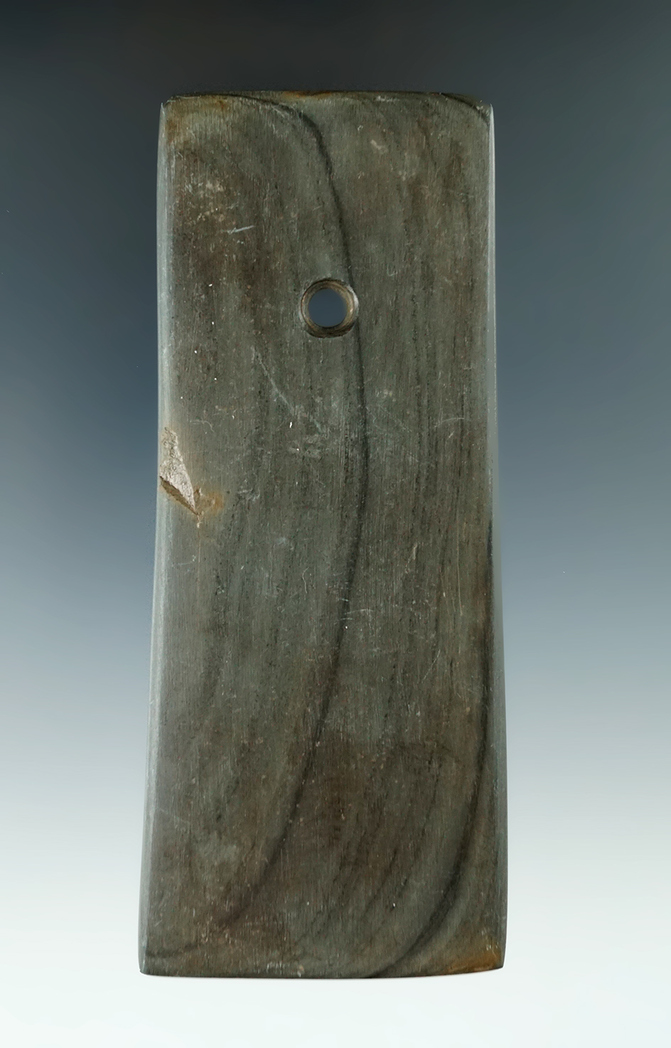 4 11/16" Hopewell Rectangular Pendant found in Darke Co., Ohio. Pictured in Indian Artifacts of Anci