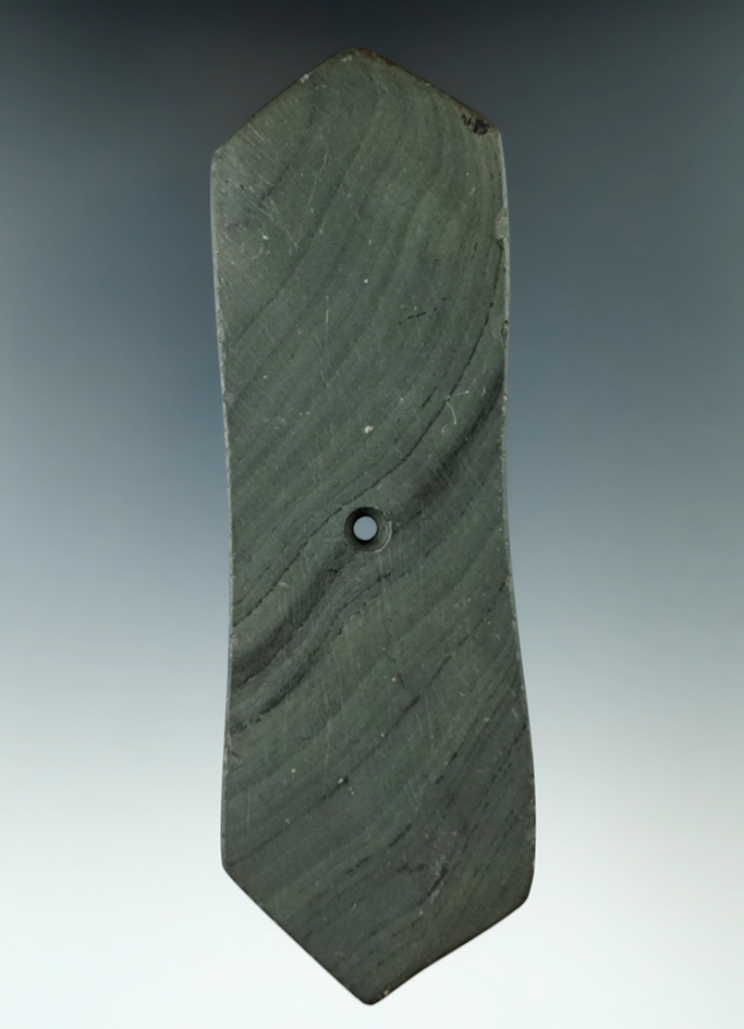 6 5/16" Hopewell Six-Sided Pendant found in Muskingum Co., Ohio.  Ex. A.D. Grutzmocher, Gilbert Dill