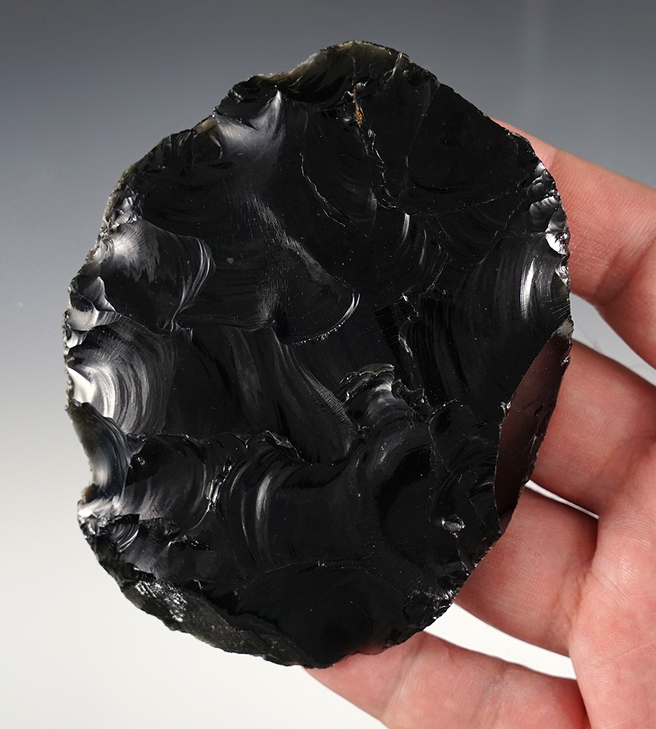 4" Archaic Biface made from Obsidian. Found in the Great Basin region. Stermer COA.