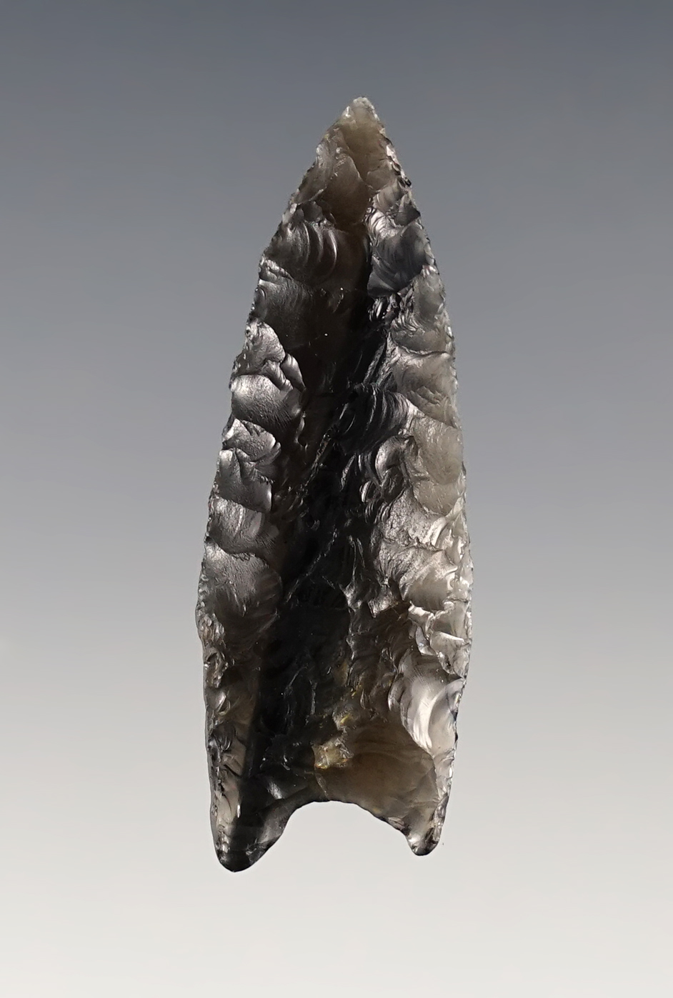 1 7/8" Humboldt found in the Great Basin region. Well made from Obsidian.