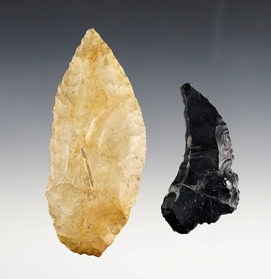 Pair of Paleo Crescent Knives, one is Uniface. Found in Hardin and Morgan Co., Ohio. 