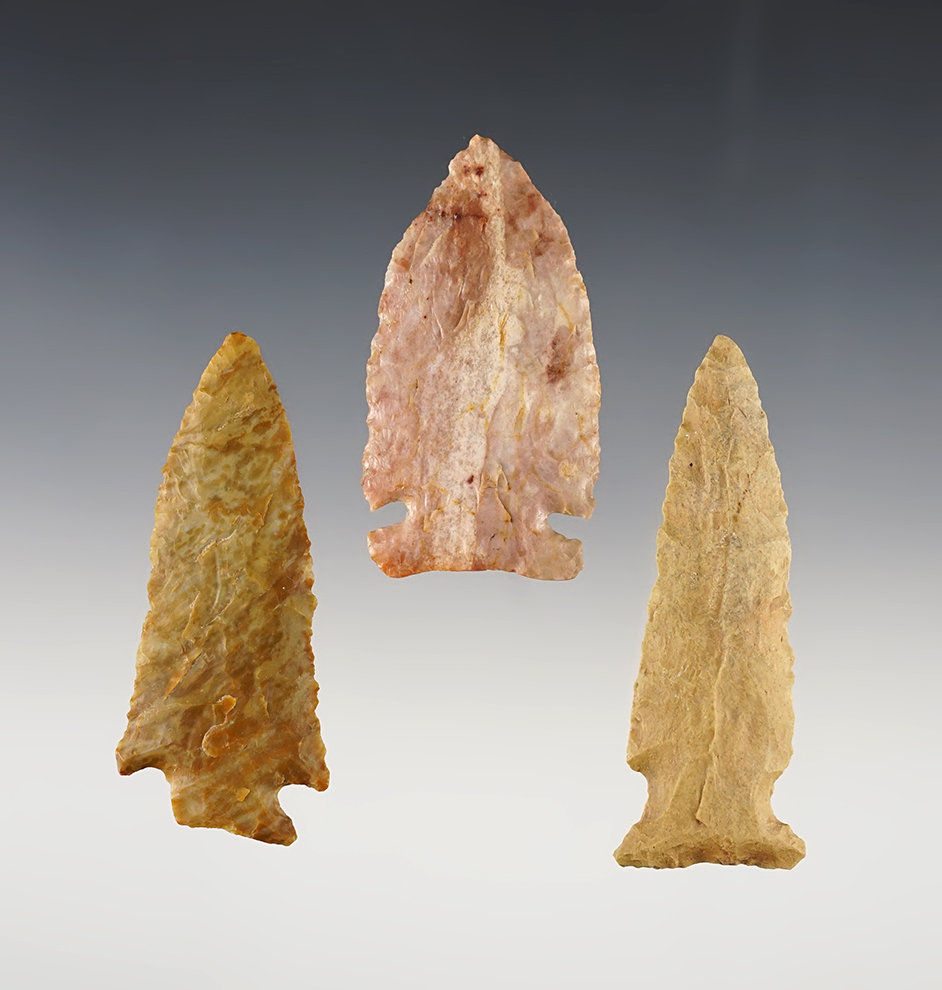 Set of 3 fine Ohio points in excellent condition. The largest is 3".