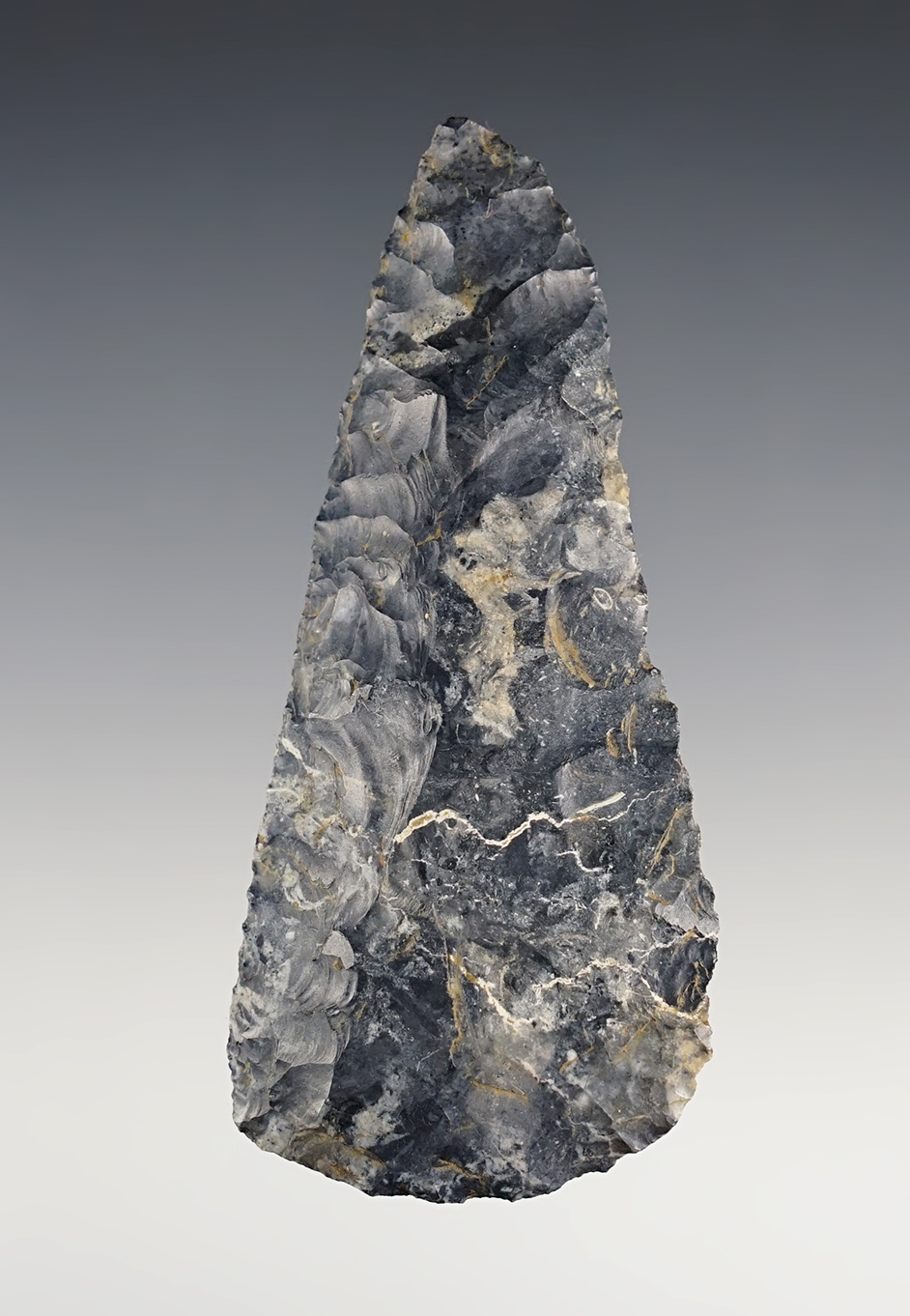 3 5/8" Archaic Knife - "Bird Dropping" Coshocton Flint.  Ashland/Medina Co., Ohio line.