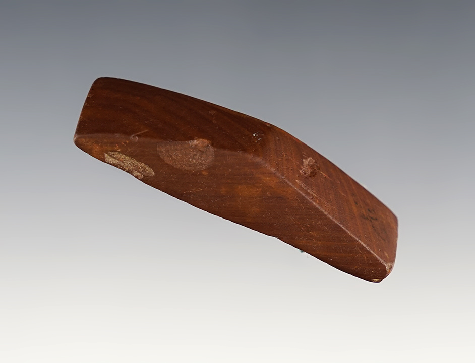 Miniature 2 1/2" Undrilled Semi-Keeled Adena Gorget made from brown Claystone. Tennessee. 