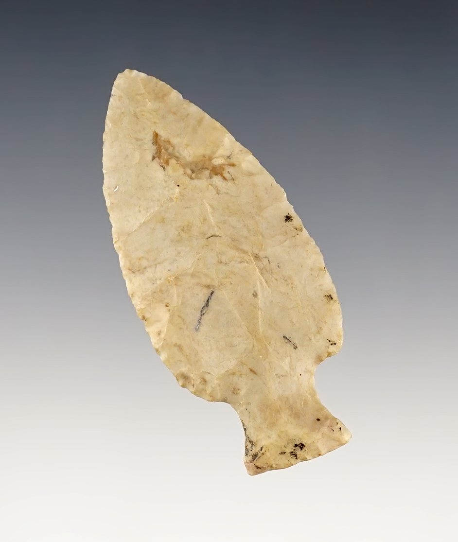 Classic style 2 11/16" Bottleneck Point found in Richland Co., Ohio. Ex. Dana Landreth. 