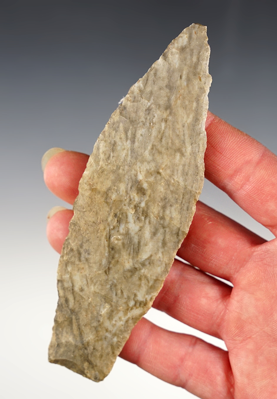 4 11/16" Paleo Stemmed Lanceolate - Upper Mercer Flint. Knox Co., Ohio. Bennett COA. 