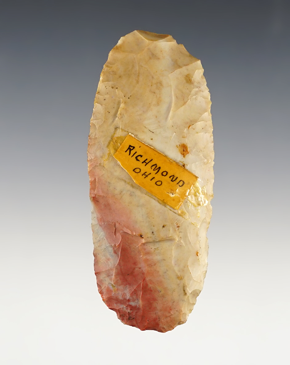 Excellent color! 3 9/16" Paleo Knife found near Richmond, Jefferson Co., Ohio. Made from Flint Ridge Flint. 