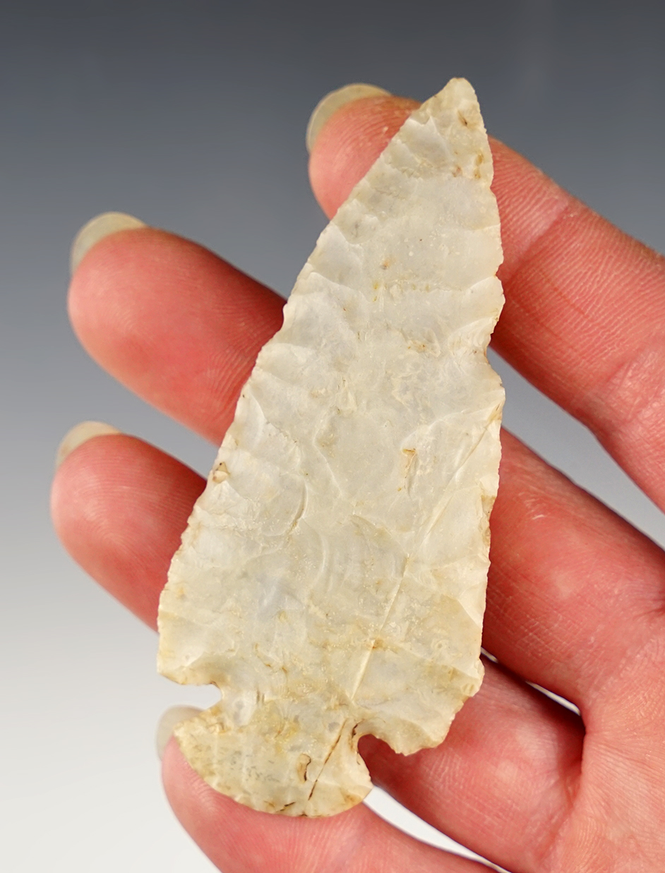 3 1/8" Dovetail made from Flint Ridge Flint. Found in Muskingum Co., Ohio. 