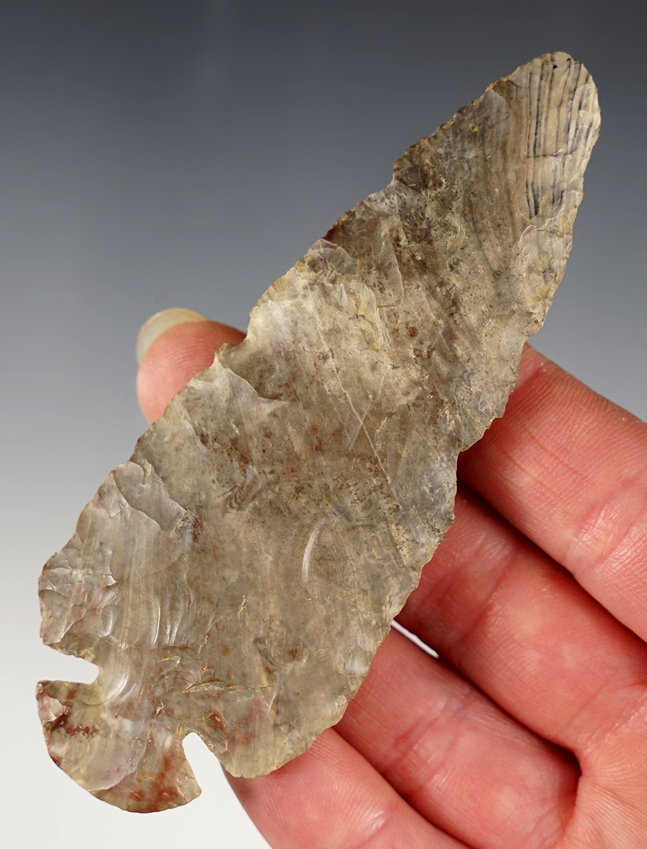 4 1/8" Dovetail made from nicely patinated Flint Ridge Flint. Found in Ross Co., Ohio. 2 COA's. 