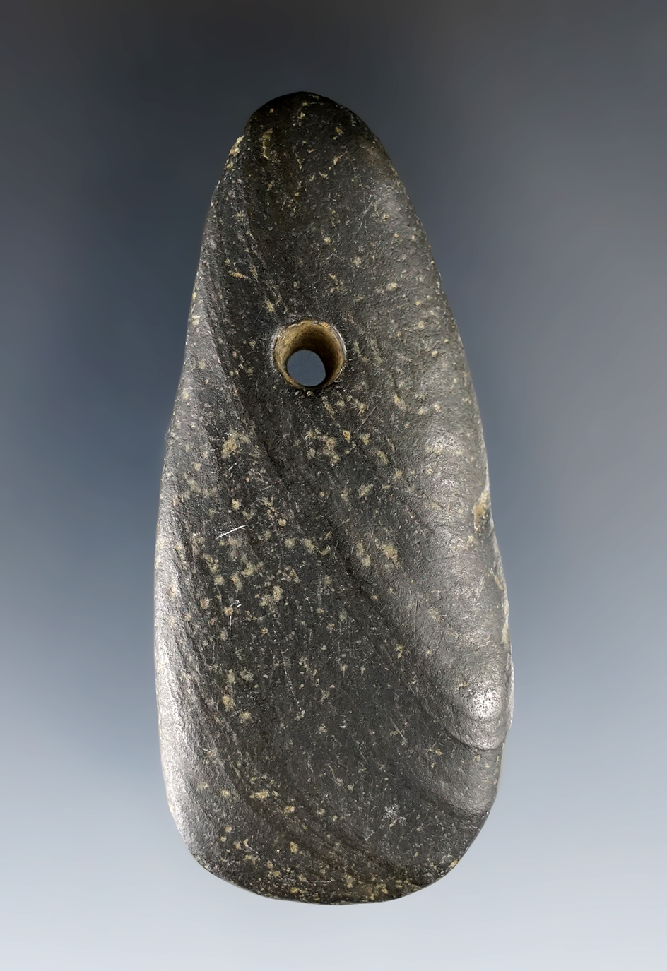 Miniature 2 13/16" Ft. Ancient Pendant made from black Hardstone. Ex. Bill Micol Collection. 