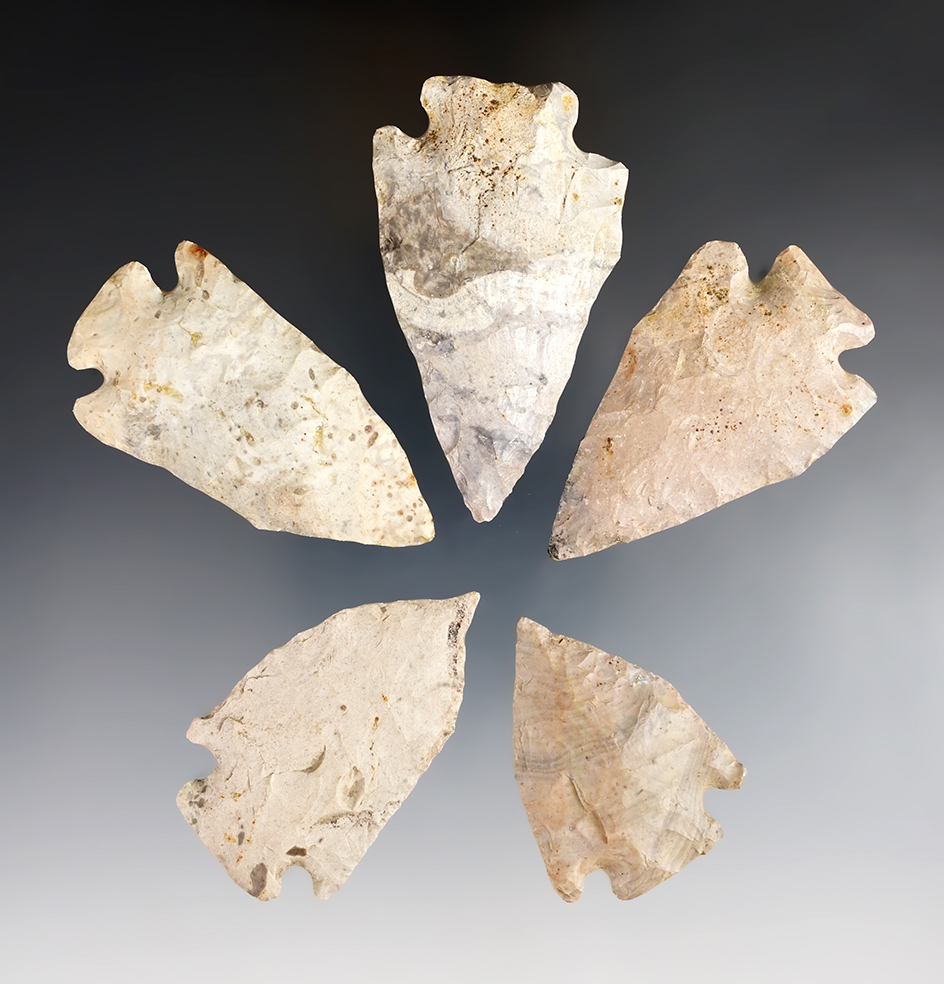 Set of 5 Ohio Pentagonal Points in very nice condition. Largest is 2 9/16".