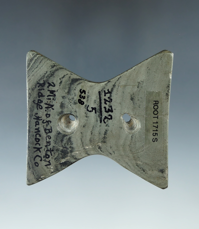 2 3/8" Hopewell Reel Gorget, Hancock Co., Ohio. Ex. Dr. Gordon Meuser (#1232/5).