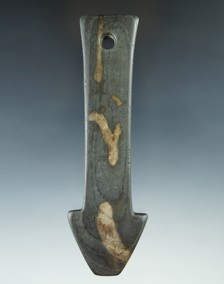 Textbook style 5" Adena Anchor Pendant - Hardin Co., Ohio. Pictured.  Ex. Dr. Meuser, Townsend.