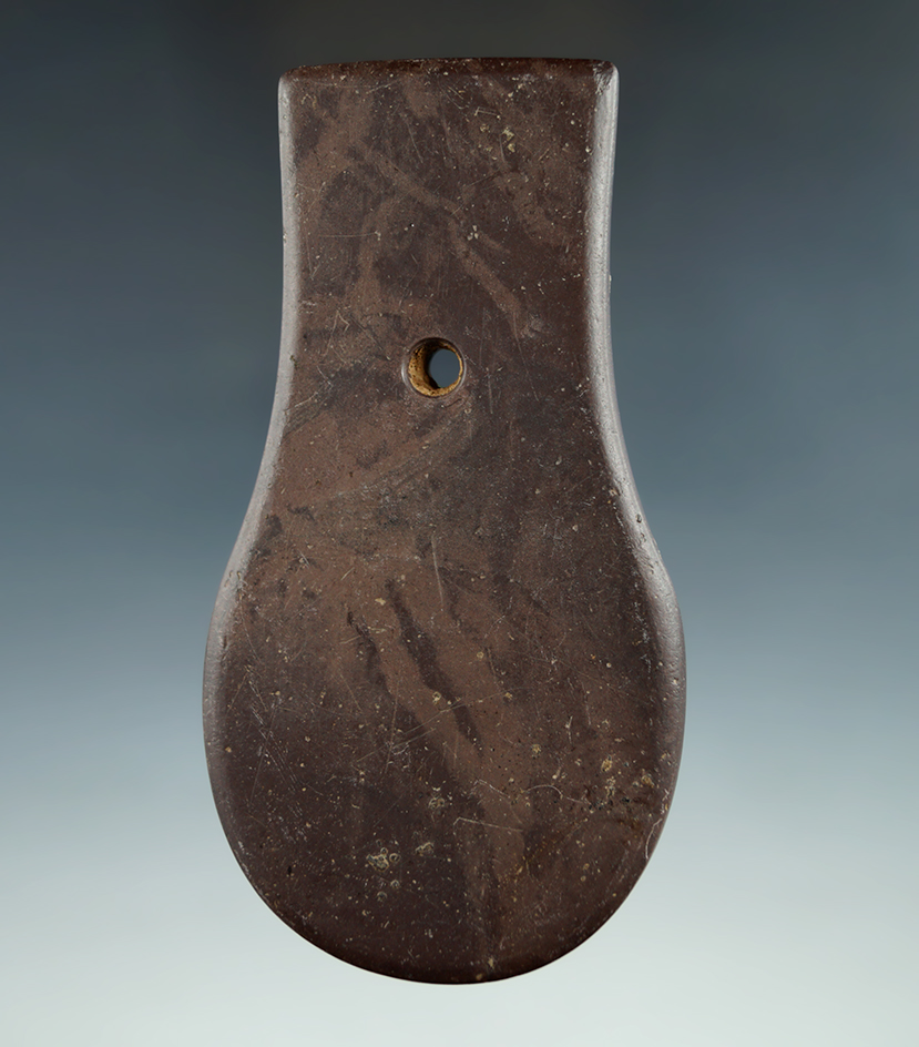 Nice 4 3/8" Adena Keyhole Pendant - Greene Co., Ohio. Pictured 4 times!