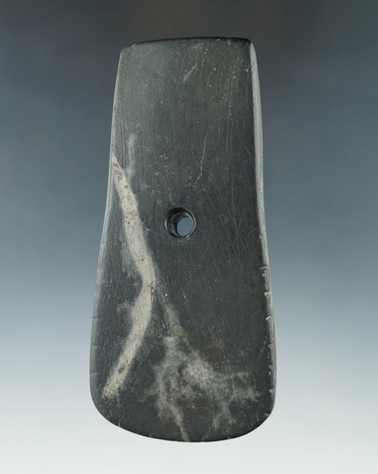 4 7/16" Adena Tallied Keyhole Pendant found in Licking Co., Ohio. Ex. James Wright, Stan Vanderlaan.