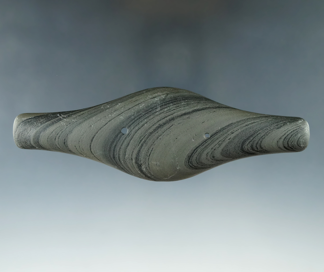 5 1/8" Adena Expanded Center Gorget - Hamilton Co., Ohio. Ex. Dr. Meuser, Earl Townsend.