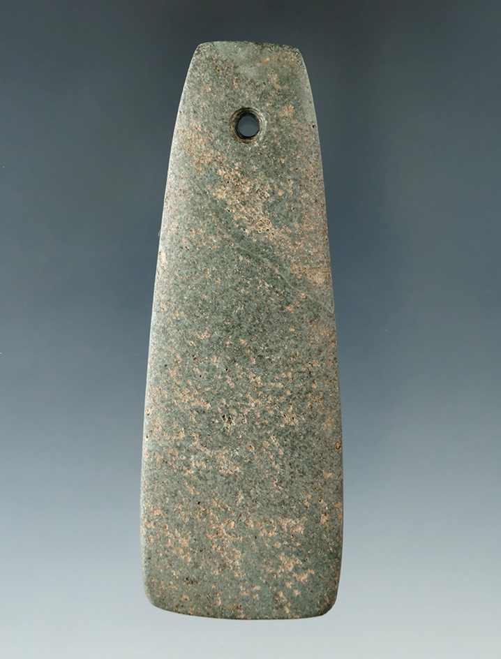 Miniature 3 3/16" Hardstone Trapezoidal Pendant - Washington Co., Ohio. Ex. Jim Hawks Collection.