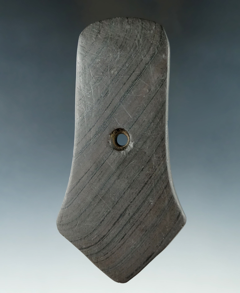 4 9/16" Late Hopewell Pentagonal Pendant found in Gallia Co., Ohio. Ex. Baker, Driskill, Lynn Brooks