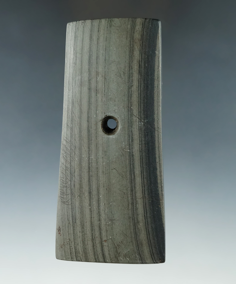 4 1/4" Adena Trapezoidal Pendant - Logan Co., Ohio. Pictured in The Meuser Collection & Ohio Arch.