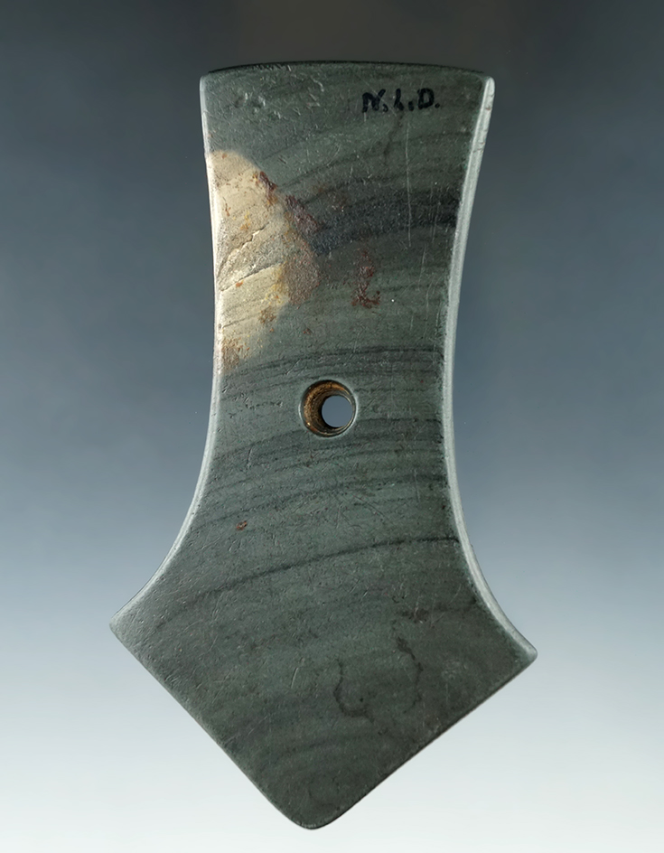 4 9/16" Hopewell Pentagonal Pendant- Wyandot Co., Ohio. Pictured in Ohio Slate Types, page 77.