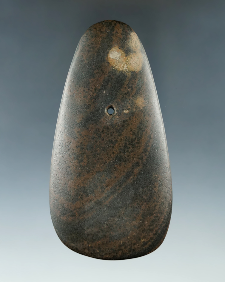 Highly polished 3 13/16" Trapezoidal Pendant found in Clark Co., Ohio. Pictured in Who's Who #1.