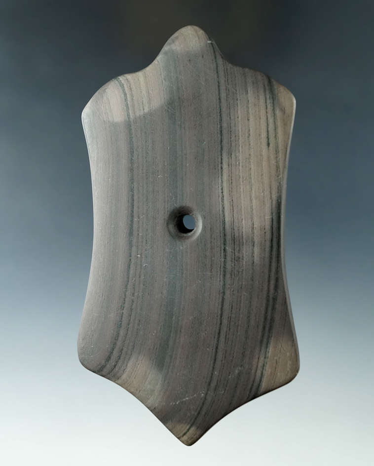 5 1/8" Woodland Effigy Pendant found in Portage Co., Ohio. Pictured in The Meuser Collection.