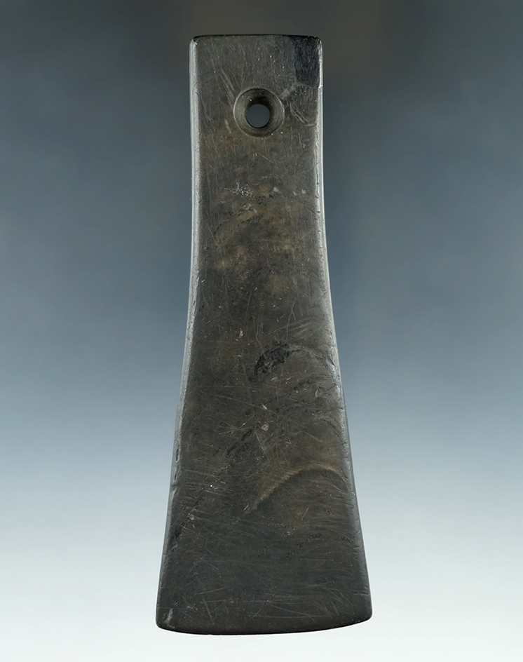 5" Adena Bell Pendant - Hardin Co., Ohio. Some engravings on surface. Picture. Ex. Meuser, Platt.