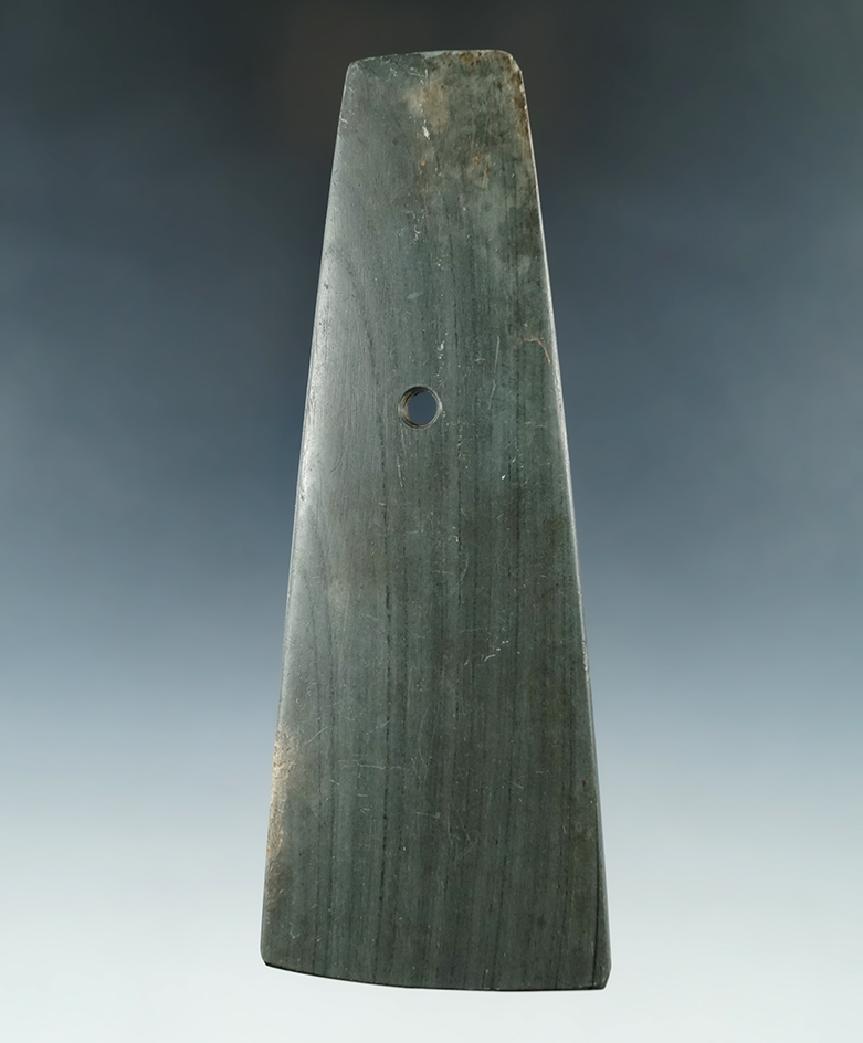 Thin and well made 5 9/16" Hopewell Trapezoidal Pendant - Trumbull Co., Ohio. Pictured. Ex. Platt.