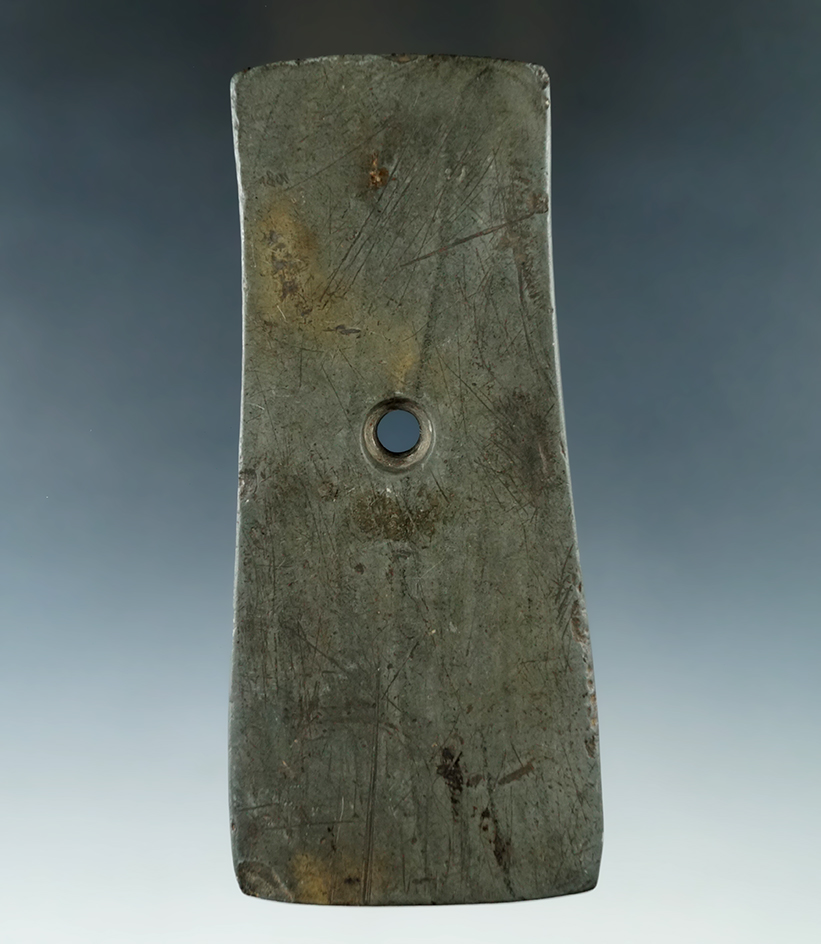 4 15/16" Adena Bell Pendant found in Crawford Co., Ohio. Ex. Roy Reinhart Collection.
