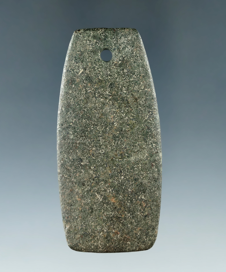 Miniature 2 3/4" Hopewell Trapezoidal Pendant  found in Ohio. Ex. Earl Townsend Collection.