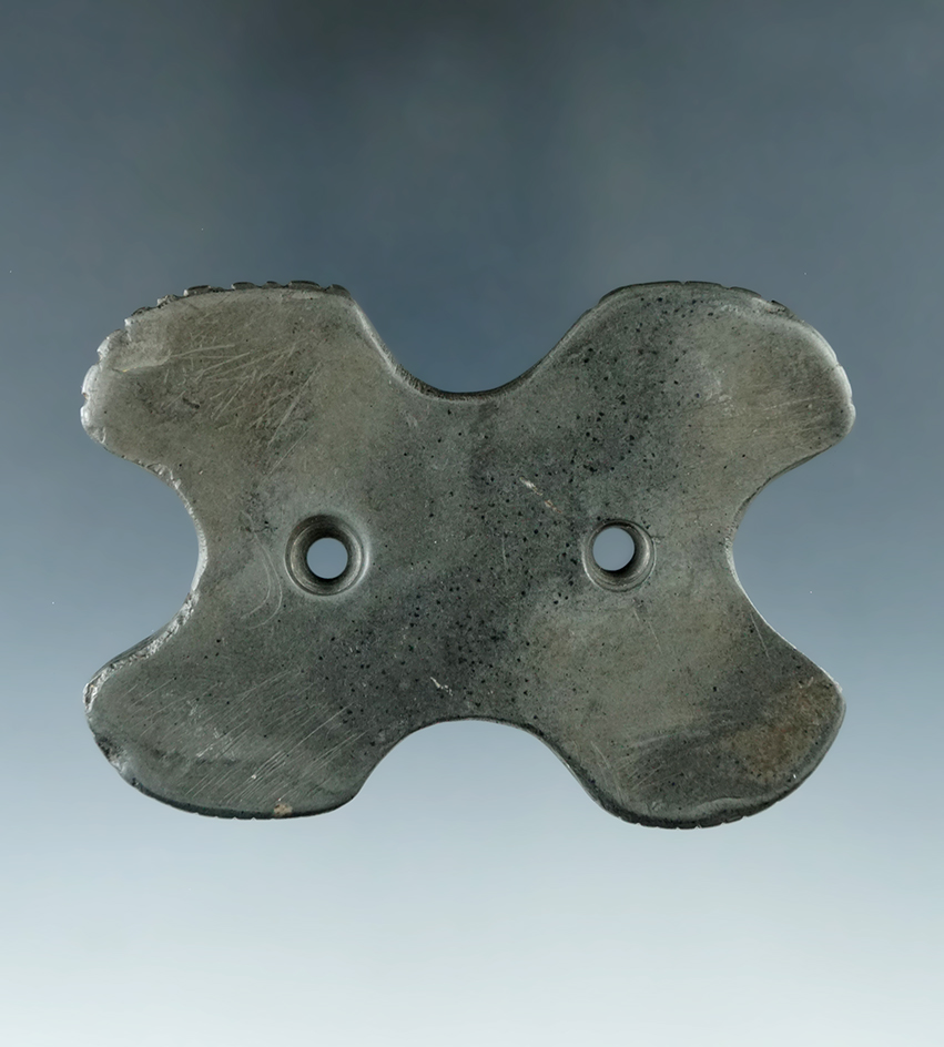 2 7/8" Hopewell Reel Gorget that is nicely tallied on all four corners - Logan Co., Ohio. Pictured!