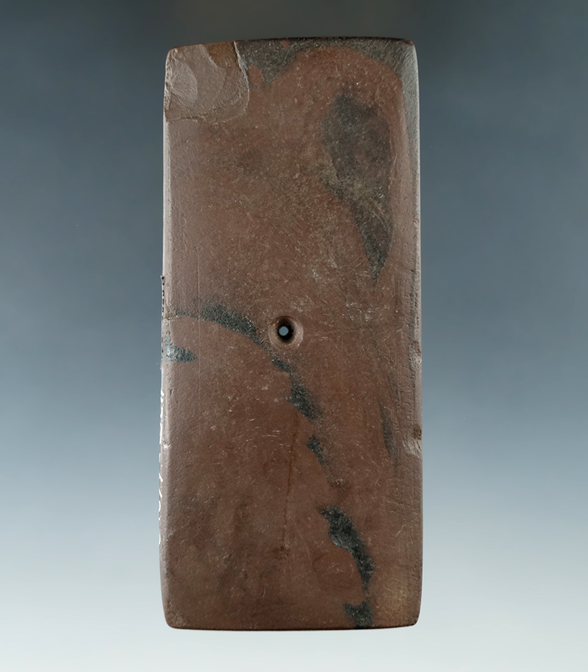 4 5/16" Hopewell Rectangular Pendant found in Erie Co., Ohio. Ex. Hall, Tiell, Heckman, Miller, Buel