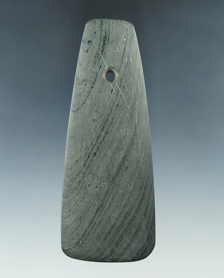 Thin 4 1/4" Intrusive Mound Trapezoidal Pendant - Hartford Twp., Trumbull Co., Ohio.