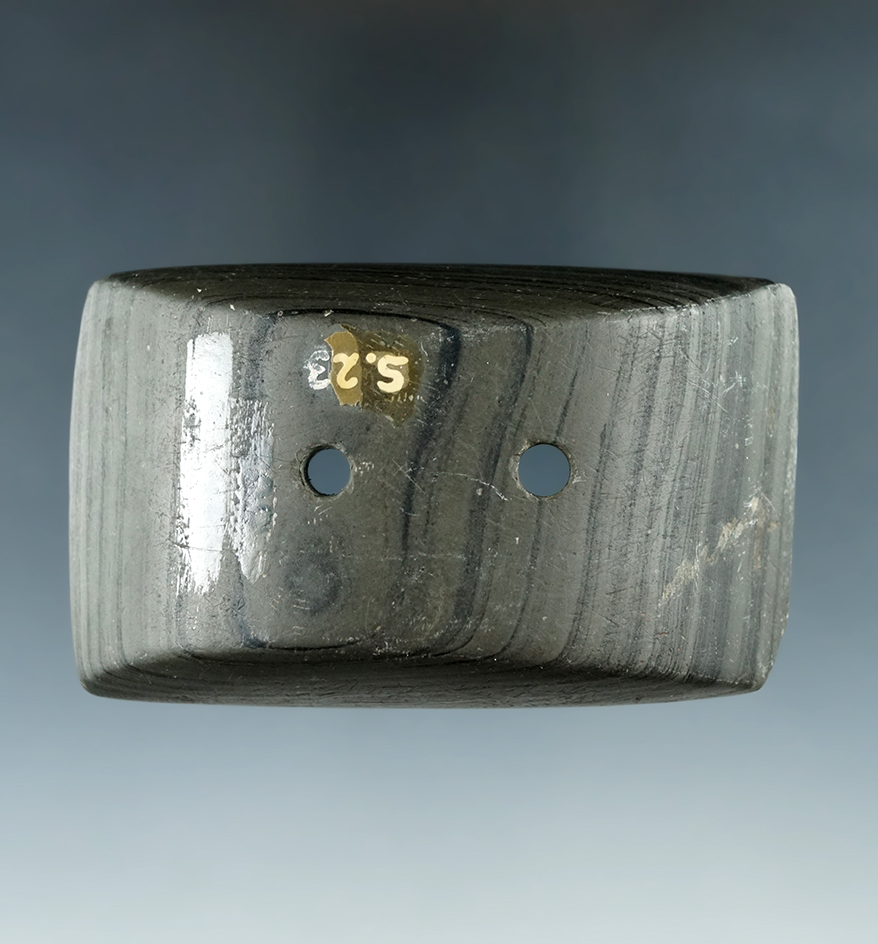 3 3/16" Adena Semi-Keeled Gorget found in Madison Twp., Hancock Co., Ohio. Ex. Dean Driskill (#23).