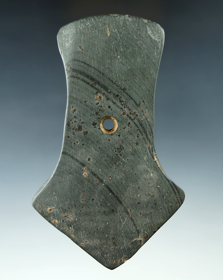 4 5/8" Hopewell Pentagonal Pendant, Trumbull Co., Ohio. Pictured 3 times. Ex. William Platt (#W65/P)