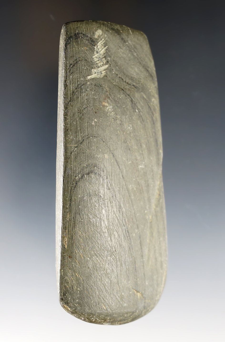 4 1/2" Undrilled Pendant found in Madison Co., Ohio. Shows excellent age on surface. Ex. Likens.