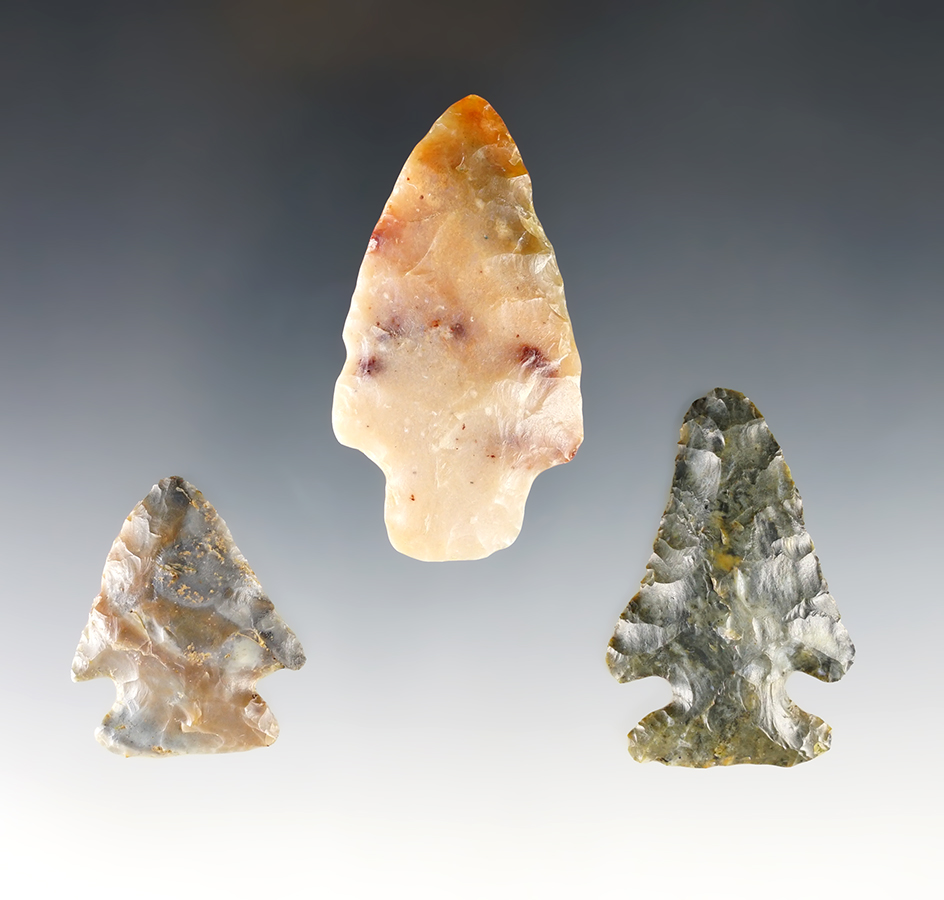 Set of 3 colorful Ohio Points in great condition. The largest is 2 5/16".