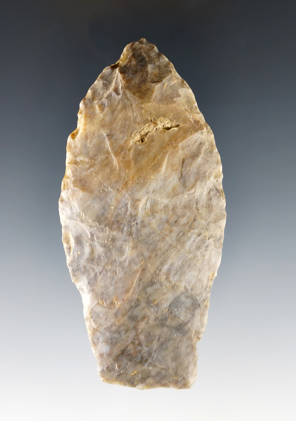 Nice 3 1/4" Stemmed Paleo Lanceolate made from Coshocton Flint.