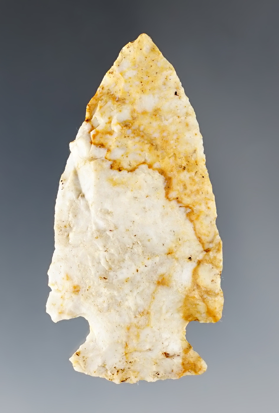 Fine 2 1/8" Hopewell gray Coshocton Flint with brown streaks. Richland Co., Ohio by Don Beer. 