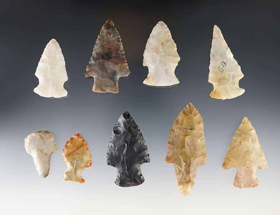 Set of 9 nice Midwest Points in excellent condition. The largest is 2 1/2".