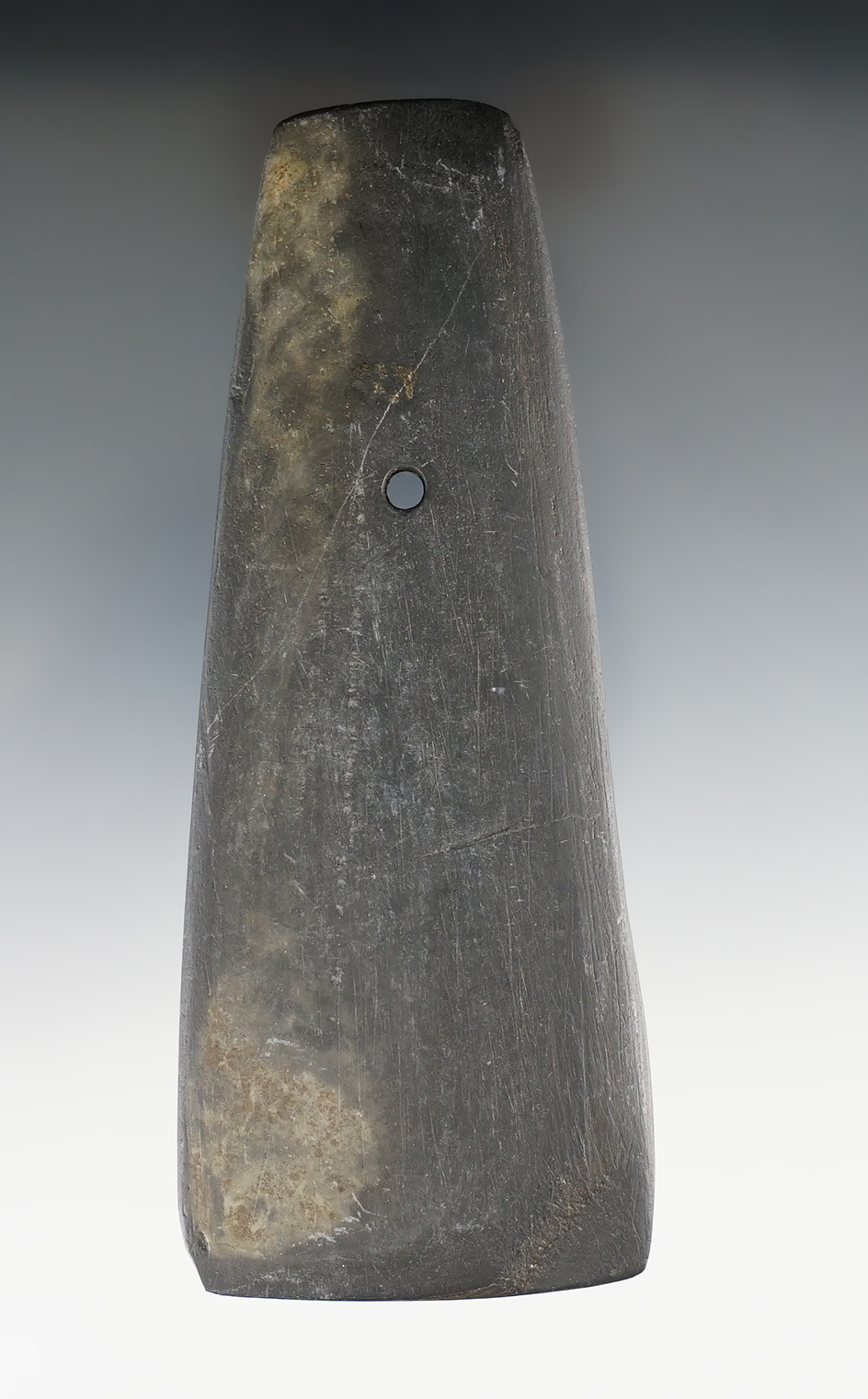 5 1/16" Hopewell Trapezoidal Pendant made from Slate. Found in Hancock Co., Ohio.