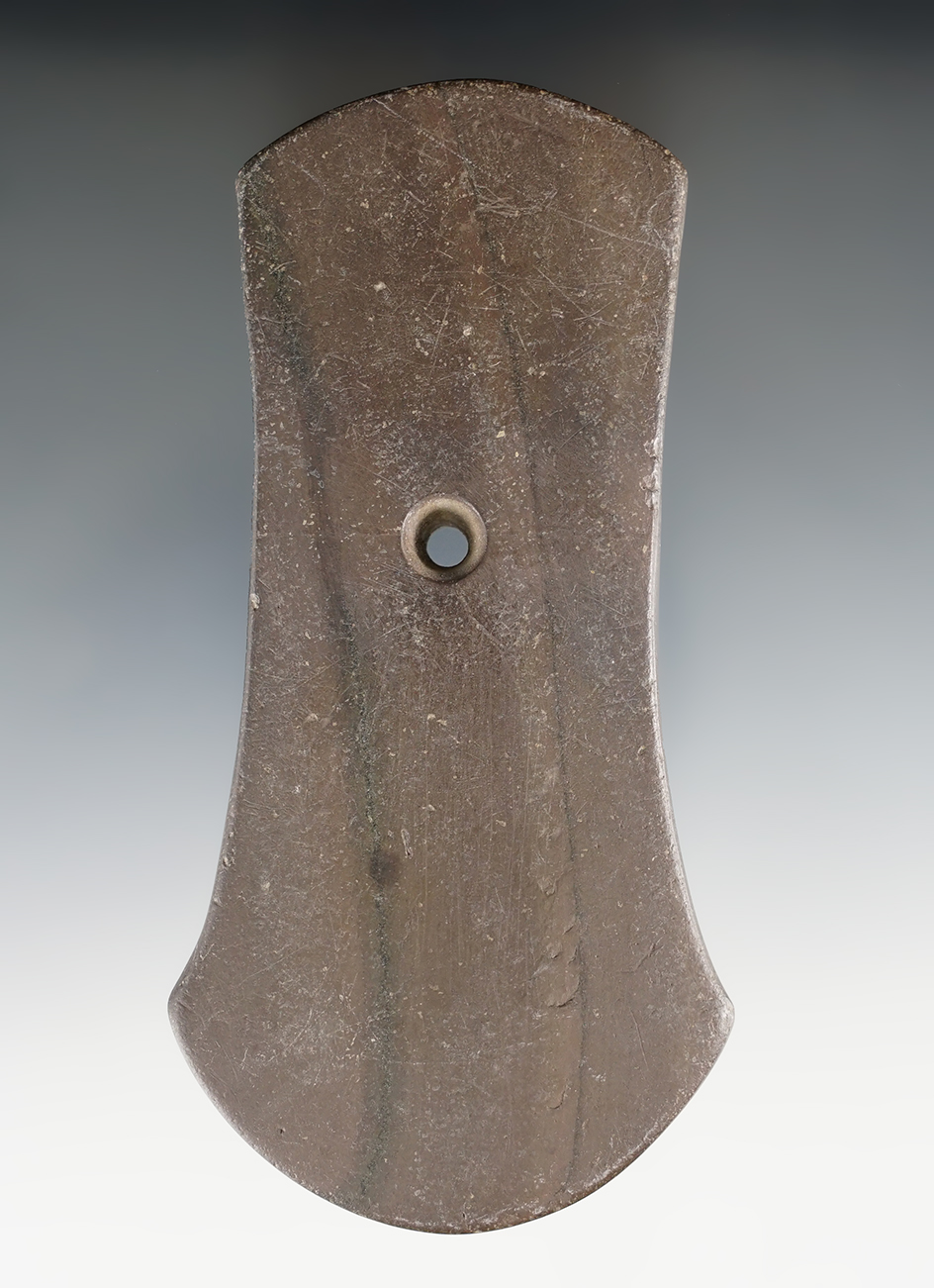 4 13/16" Adena Bi-Concave Pendant found in Northeast Ohio. Ex. Frank Pike, Dr. Richard Sisson.