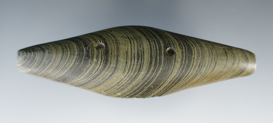 4" Adena Expanded Center Gorget found in Franklin Co., Ohio. Pictured in Ohio Slate Types.