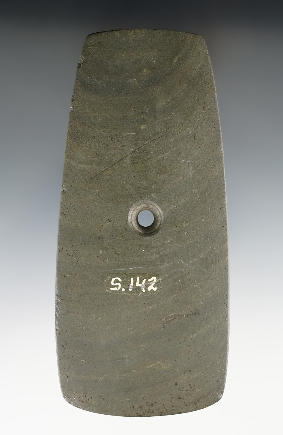 5" Adena Trapezoidal Pendant found in Marion Co., Ohio. Pictured in Who's Who #10, page 367.