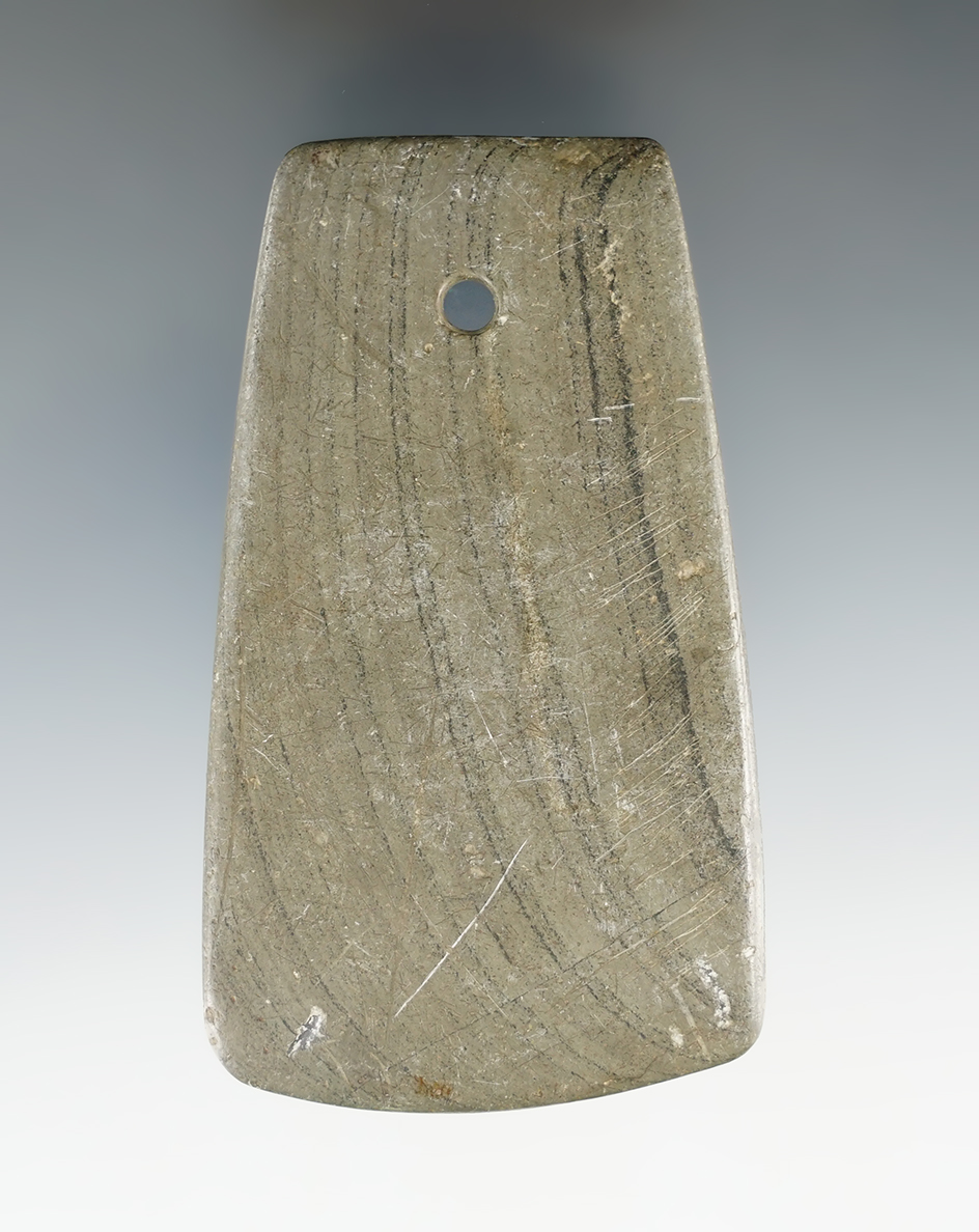 3 1/2" Adena Trapezoidal Pendant found in Licking Co., Ohio in the 1800's. Ex. James Wright.